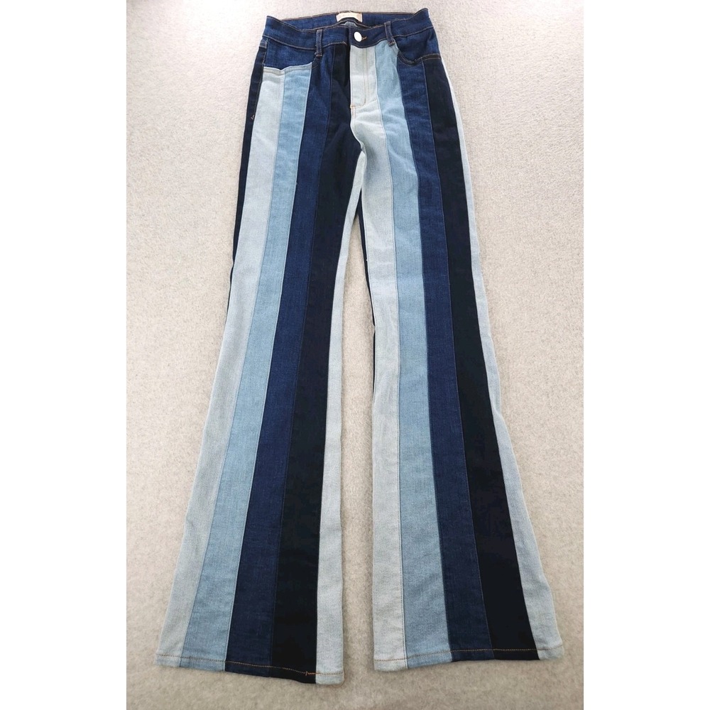 Altar'd State Blue Striped Flare Jeans